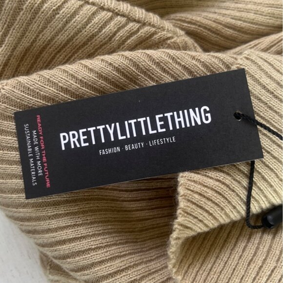 PrettyLittleThing Turtle Neck Knit Sweater Womens Large Petite LP Stone New - Picture 9 of 9